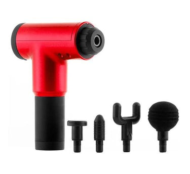 Pistola de Masajes Corporal Circulación, Cuello y Espalda con 4 Cabezales Intercambiables Batería Recargable - Rojo - #𝑼𝑺𝒉𝒐𝒑
